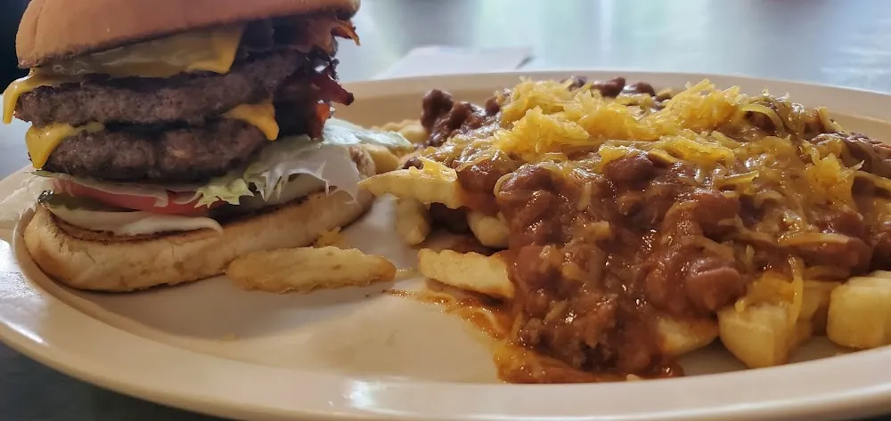 Double Bacon Cheeseburger with Chili Cheese Fries